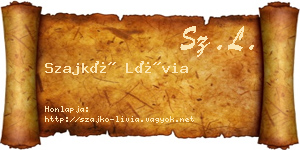 Szajkó Lívia névjegykártya